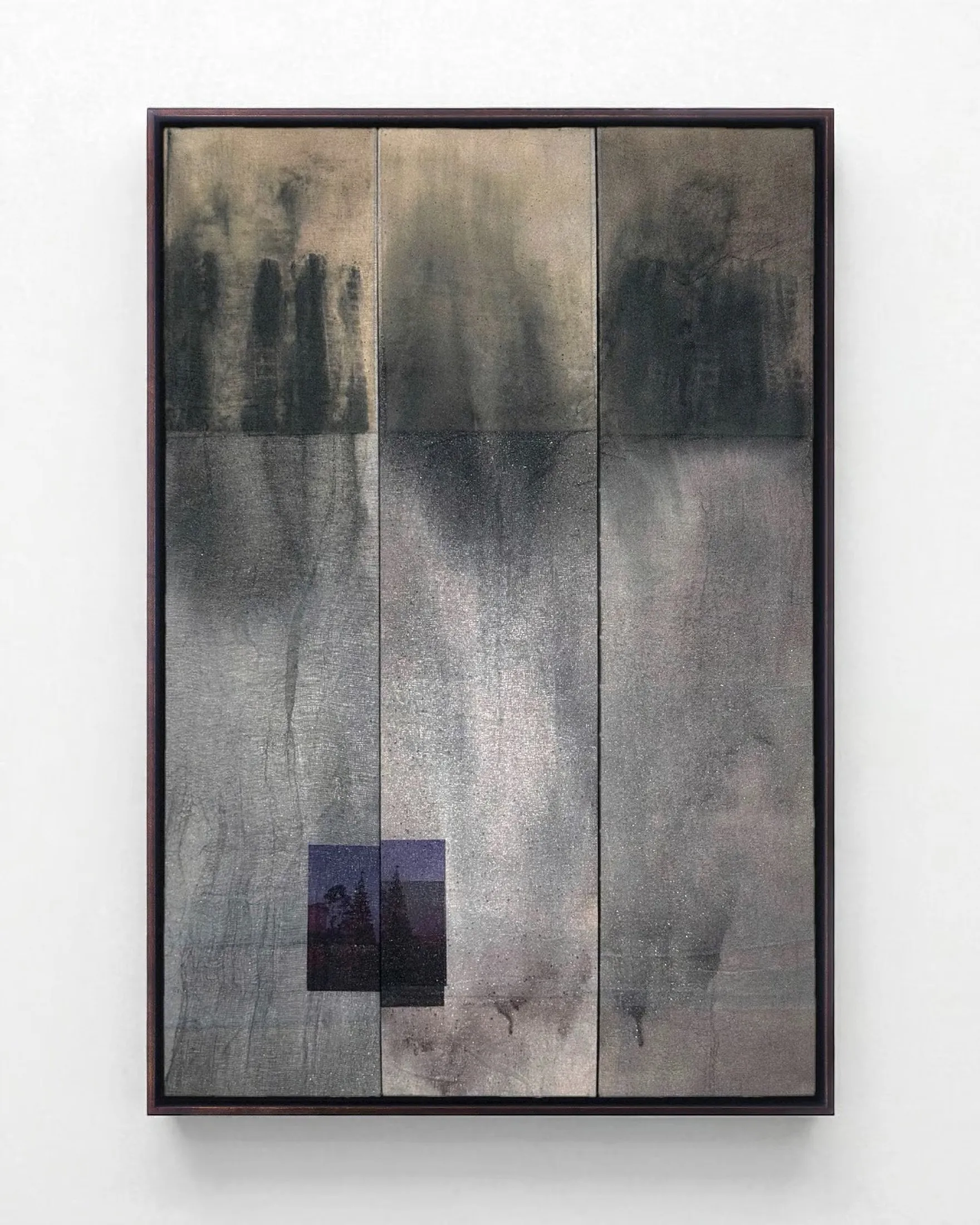 Before the Smoke There Was Water — 2025, Pigment transfer on muslin, gauze dyed with natural pigments, hide glue, 90 × 60 × 3 cm, by Taka Kono