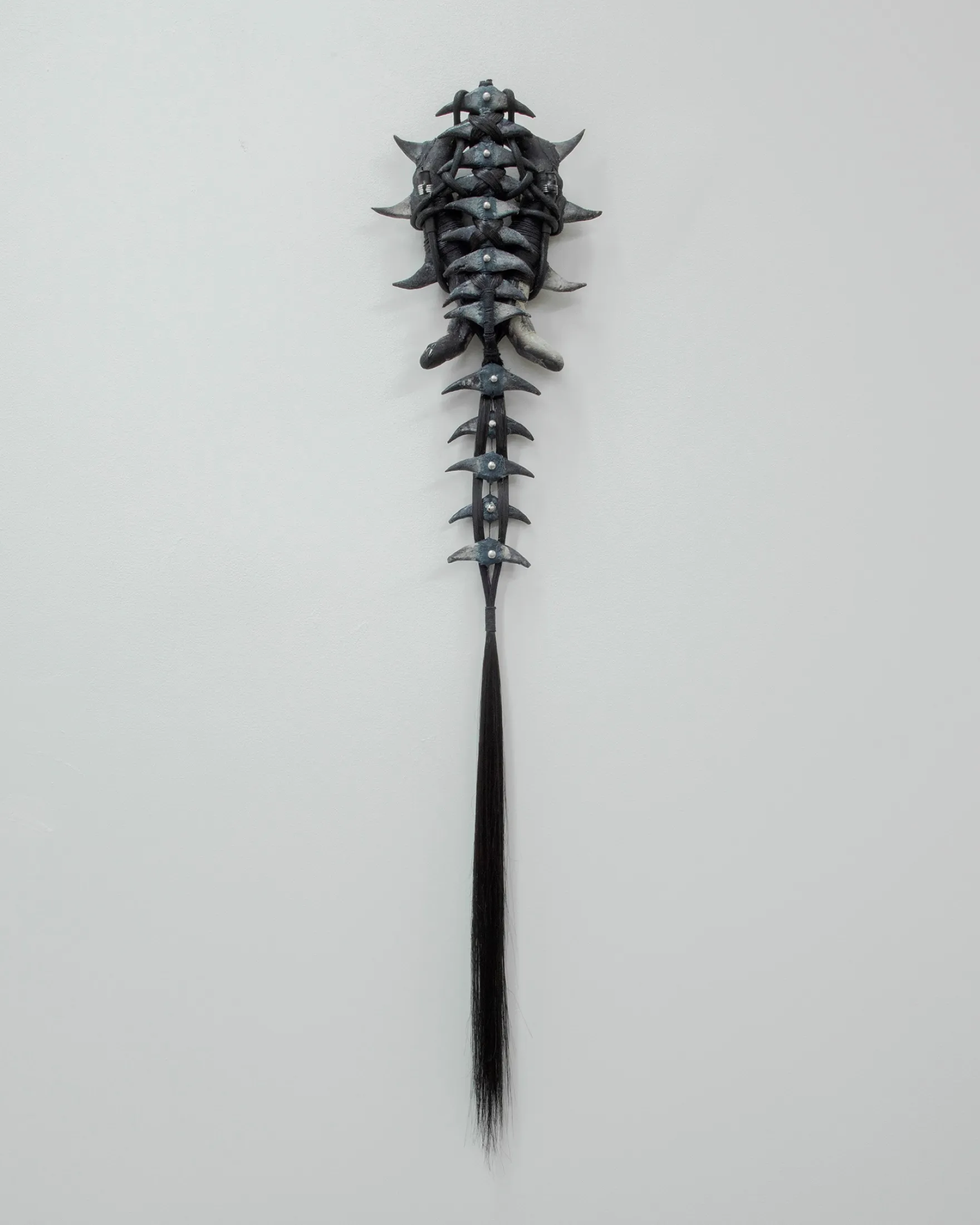 Godsend 4 — 2022, Hair, concrete, steel, ropes, candle, 63 × 15 cm, by Taka Kono