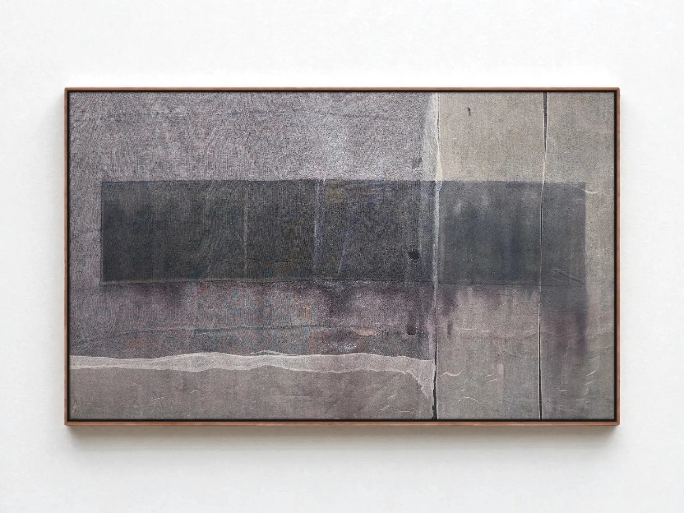 House Chant — 2025, Pigment transfer on muslin, gauze dyed with natural pigments, hide glue, 150 × 90 × 3 cm, by Taka Kono