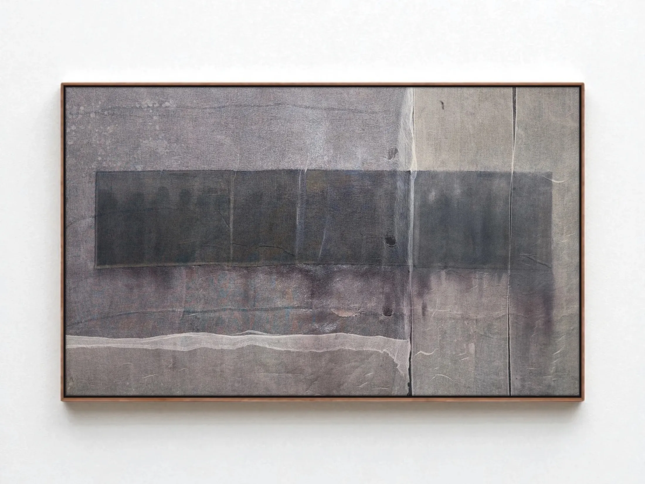 House Chant — 2025, Pigment transfer on muslin, gauze dyed with natural pigments, hide glue, 150 × 90 × 3 cm, by Taka Kono